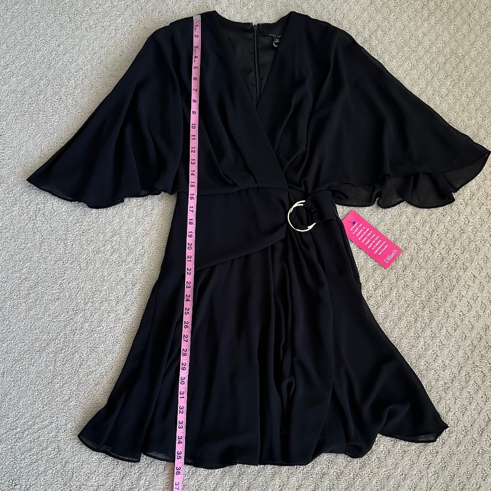 Alex Marie Carissa Chiffon Flutter Sleeve V-Neck Dress Black 2 Classic Party NWT - Picture 13 of 15